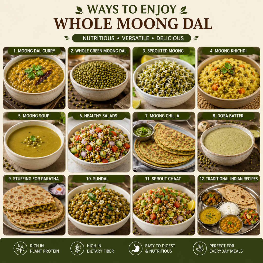 NEJA TRIBE Premium Unpolished Whole Moong Dal | High Protein Green Gram | Natural Whole Green Moong | Rich in Dietary Fiber | Unpolished | Non-GMO | No Preservatives | Ideal for Sprouts, Dal, Khichdi & Healthy Recipes | 1kg