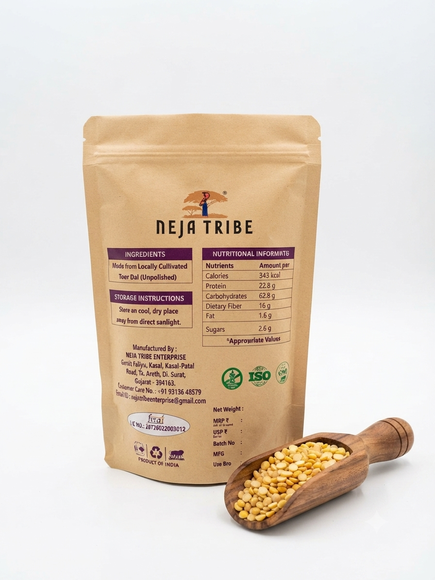 Neja tribe premium unpolished toor dal | natural arhar dal | protein rich | high fibre | unpolished & non gmo | no artificial additives | premium quality pulses